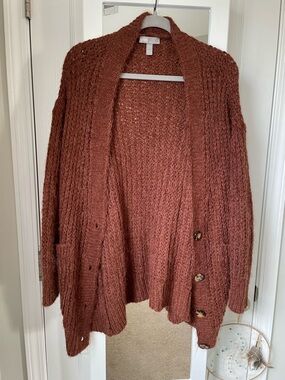 ASOS Chunky Open-Front Cardigan in Rust Brown